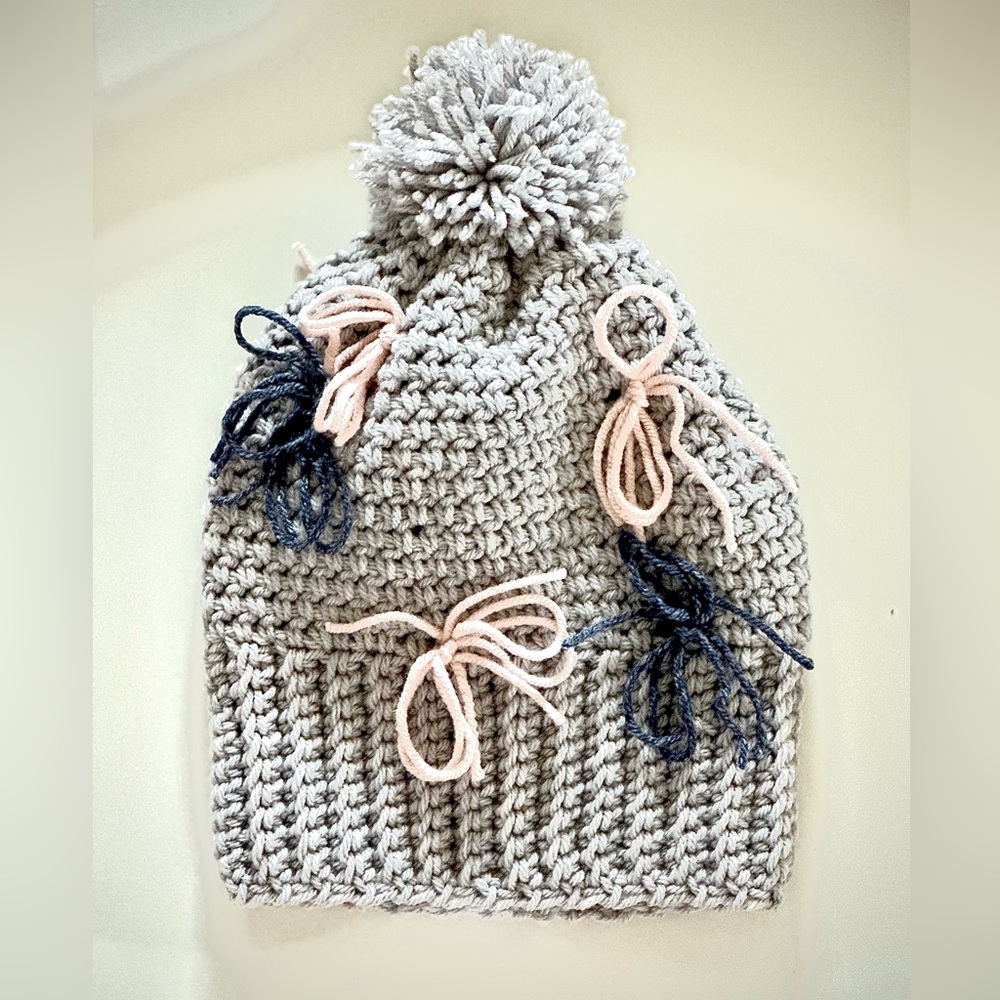 Artisan made boho bow beanie 🎀